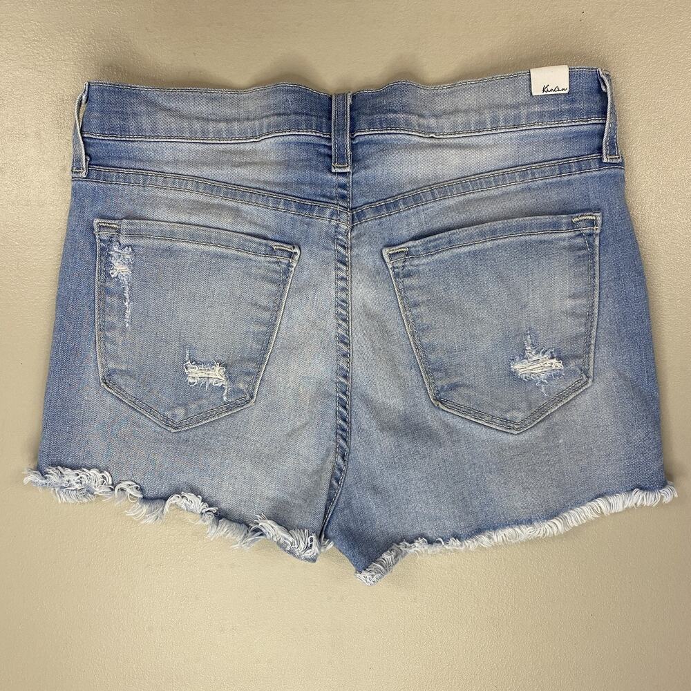 KanCan Shorts Womens 26 Distressed Light Wash Denim Mid Rise Frayed Cutoff 26x2 - Picture 2 of 12